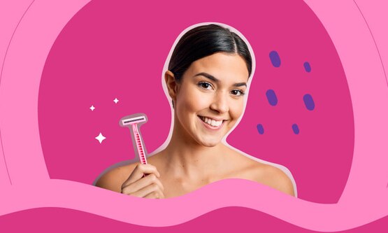 Imagen de una chica tomando un baño sobre un fondo Rosa - Saba