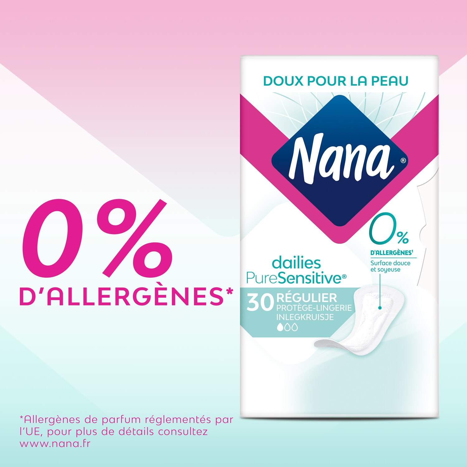 Claim Allergens Nana Puresensitive Femcare Liner Pure Sensitive Regular X30 Region South West