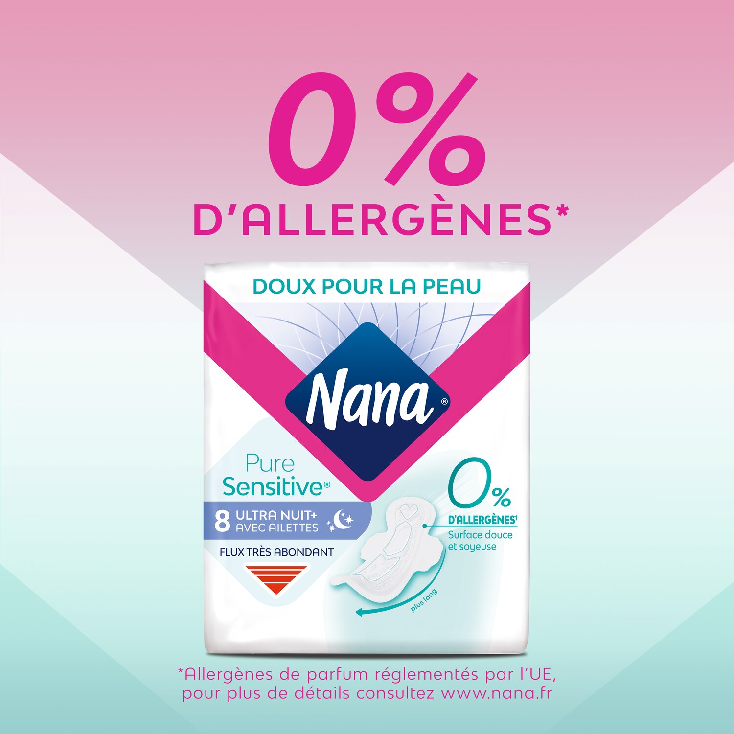 Claim Allergens Nana Puresensitive Femcare Pad Ultra Regulier Plus X8 Region South West