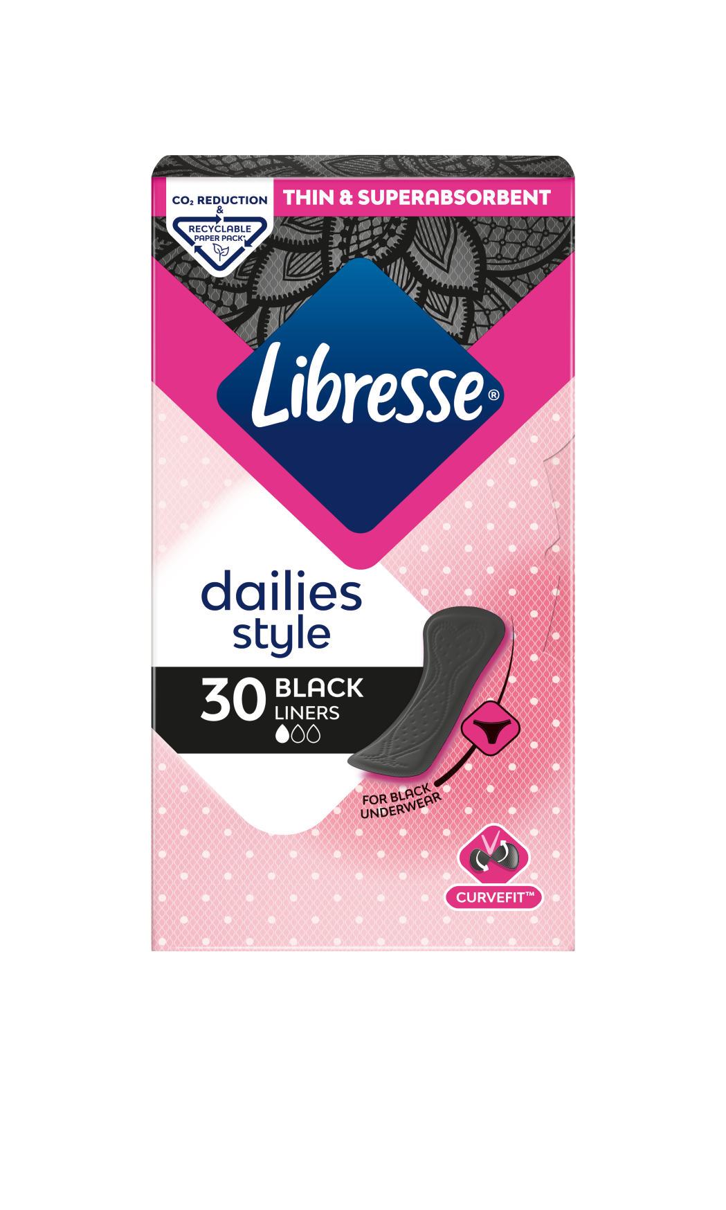 Libresse regular black inlegkruisjes