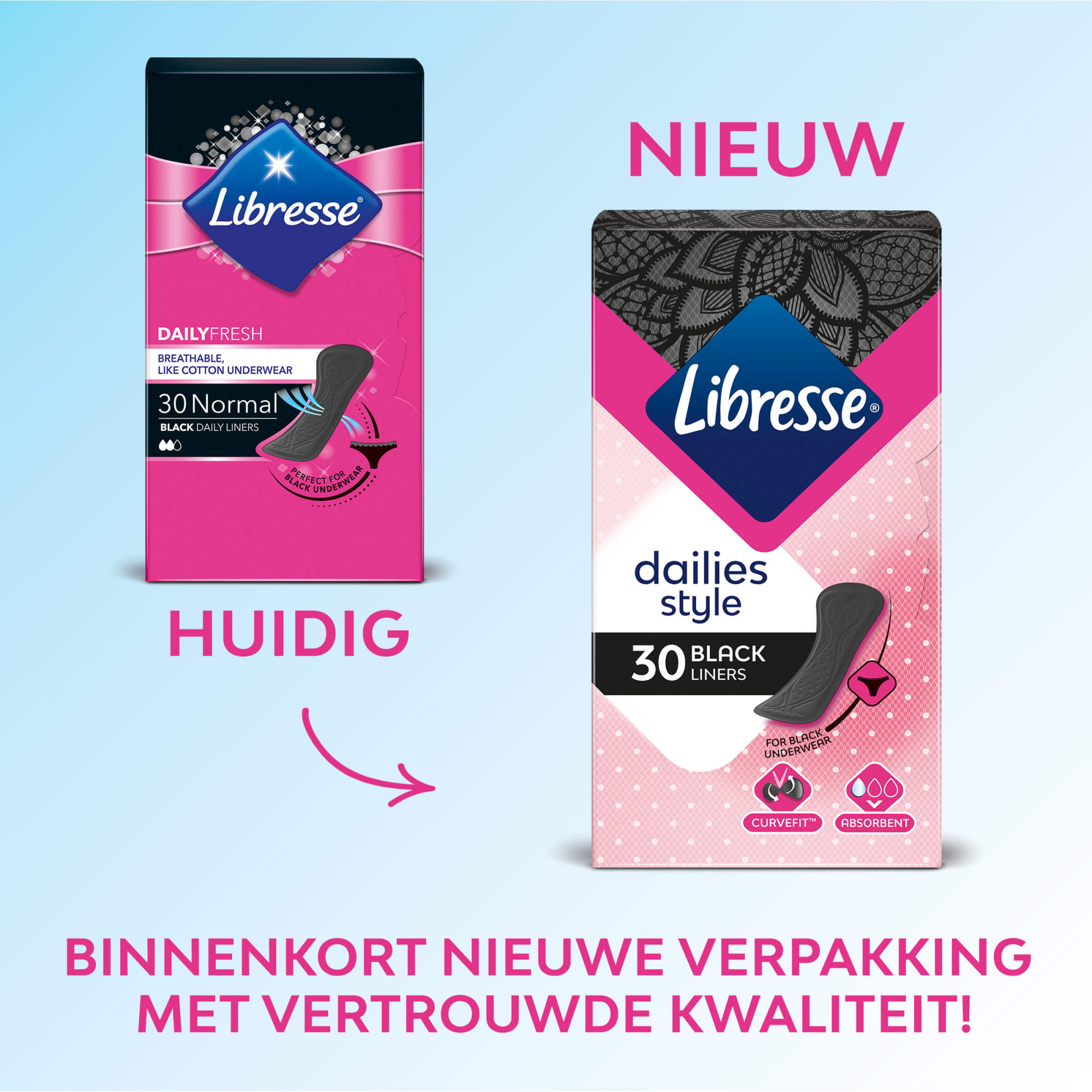 Libresse regular black inlegkruisjes